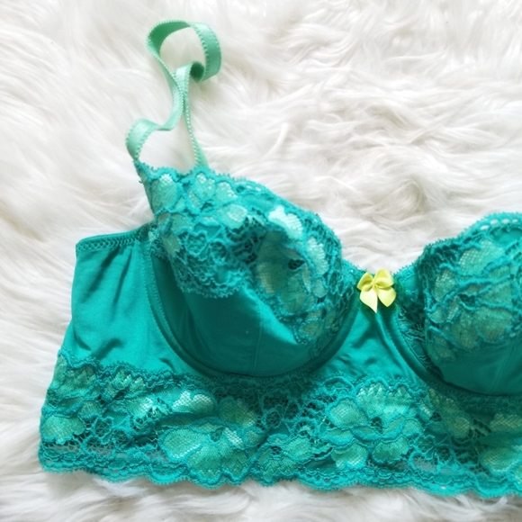 Adore Me Green Lace Bra 34B - Picture 2 of 7